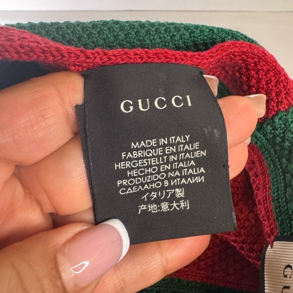 GUCCI Web Knot Knit Wool Twist Red & Green Headband Made in Italy. - Picture 10 of 12